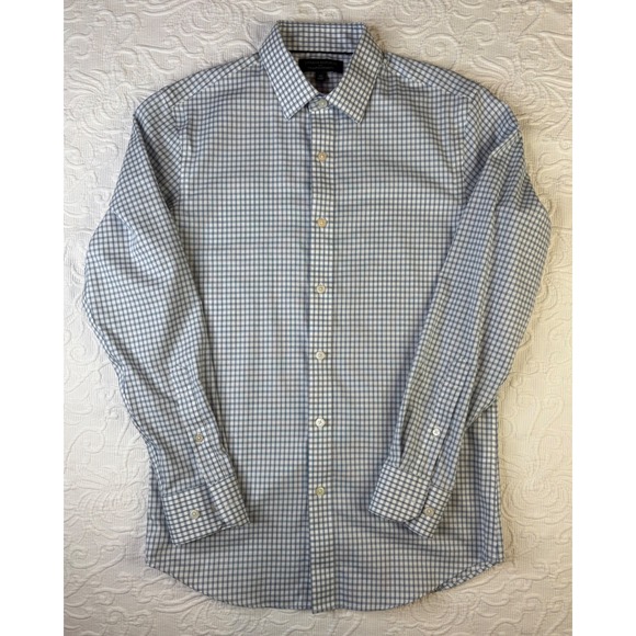 Banana Republic Other - Banana Republic Men XS No-Iron Standard Fit Dress Shirt Blue White Gingham Check
